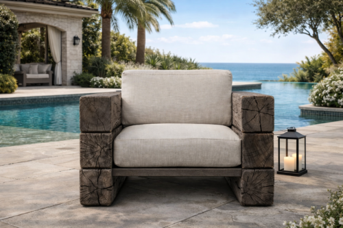 Verbier Outdoor Bespoke Club Chair - Brown - English Oak